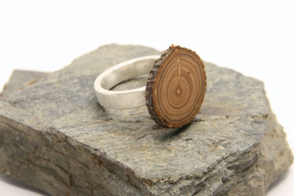 Ring mit Holzscheibe, 925Ag Ring mit Holzscheibe